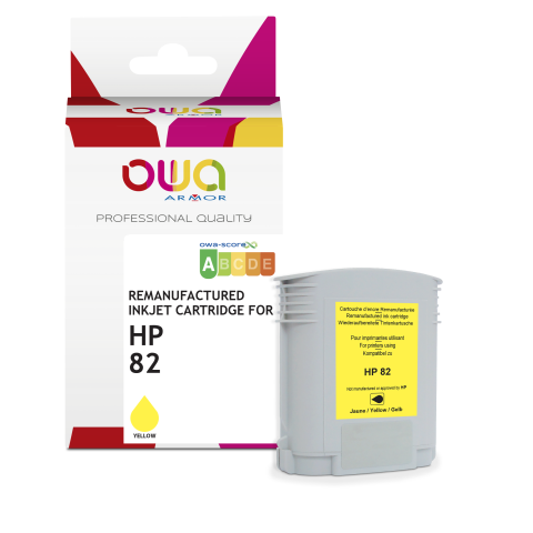 Cartucho de tinta trazador remanufacturado OWA - estándar - Amarillo - para HP 82