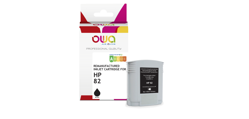 Remanufactured OWA plotter ink cartridge - standard - Black - for HP 82