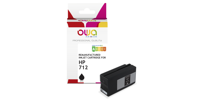 Cartouche d'encre traceur remanufacturée OWA - standard - Noir - pour HP 712