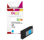 Cartouche d'encre traceur remanufacturée OWA - standard - Cyan - pour HP 712