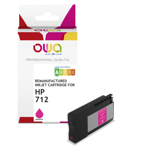 Cartouche d'encre traceur remanufacturée OWA - standard - Magenta - pour HP 712