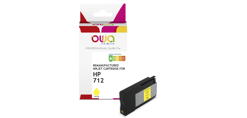 Cartouche d'encre traceur remanufacturée OWA - standard - Jaune - pour HP 712