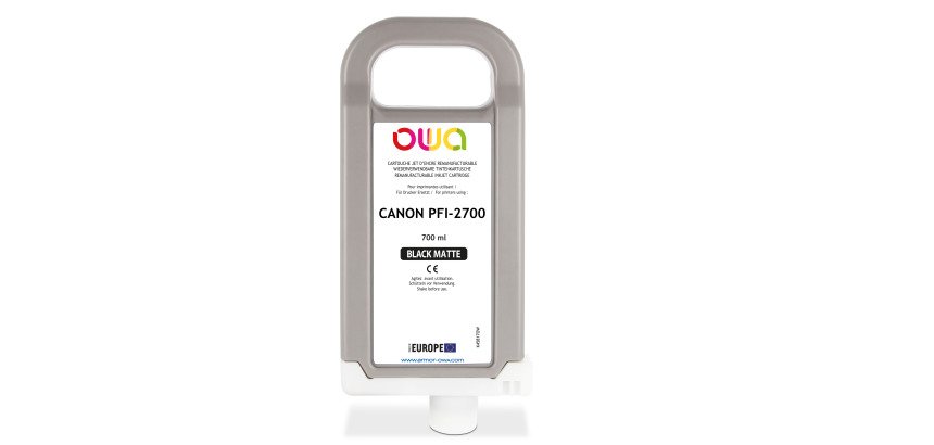 Cartouche d'encre traceur remanufacturable OWA - standard - Noir Mat - pour CANON PFI-2700 MBK
