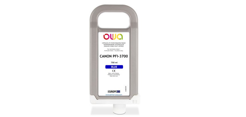 Cartouche d'encre traceur remanufacturable OWA - standard - Bleu - pour CANON PFI-3700 B