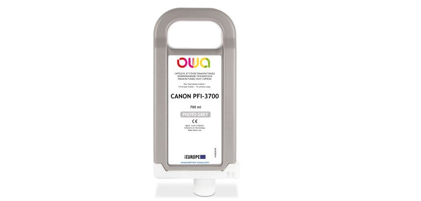 Cartouche d'encre traceur remanufacturable OWA - standard - Grey Photo - pour CANON PFI-3700 PGY