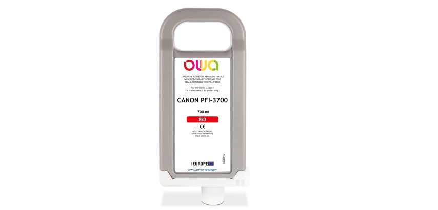 OWA Remanufacturable Plotter Ink Cartridge - Standard - Red - for CANON PFI-3700 R