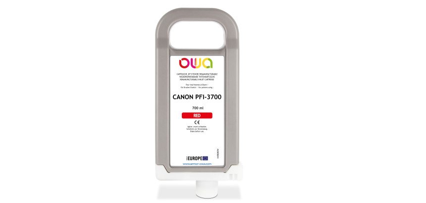 Cartouche d'encre traceur remanufacturable OWA - standard - Rouge - pour CANON PFI-3700 R