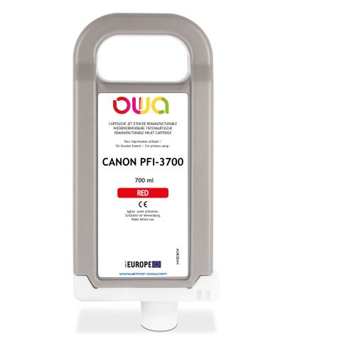 Cartouche d'encre traceur remanufacturable OWA - standard - Rouge - pour CANON PFI-3700 R