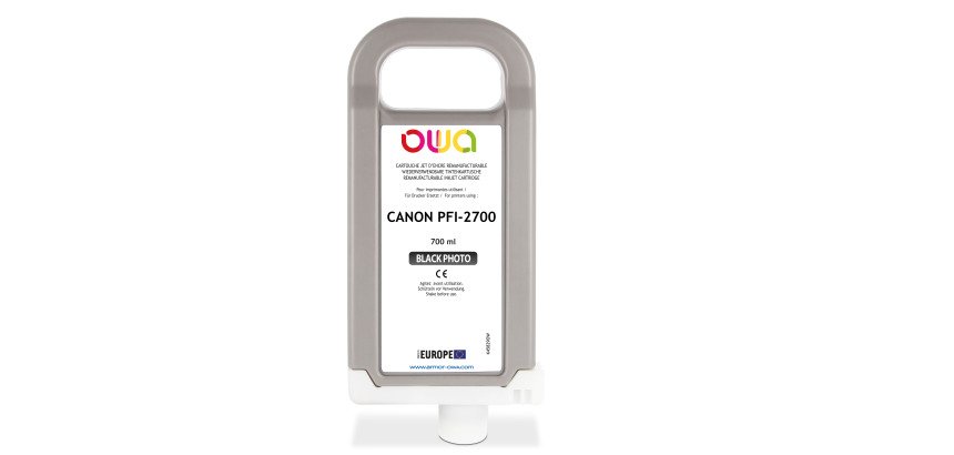 Cartouche d'encre traceur remanufacturable OWA - standard - Noir Photo - pour CANON PFI-2700 PBK