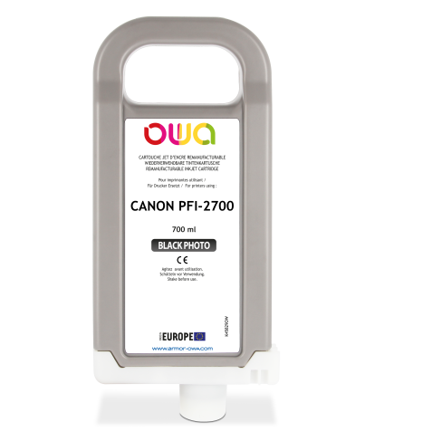 Cartouche d'encre traceur remanufacturable OWA - standard - Noir Photo - pour CANON PFI-2700 PBK