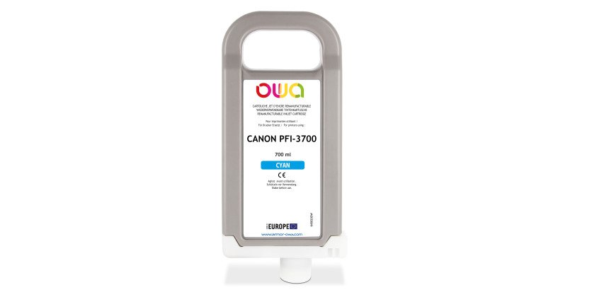 Cartouche d'encre traceur remanufacturable OWA - standard - Cyan - pour CANON PFI-3700 C