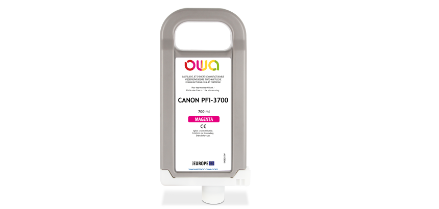 Cartouche d'encre traceur remanufacturable OWA - standard - Magenta - pour CANON PFI-3700 M