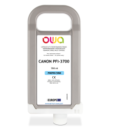 Cartouche d'encre traceur remanufacturable OWA - standard - Cyan Photo - pour CANON PFI-3700 PC