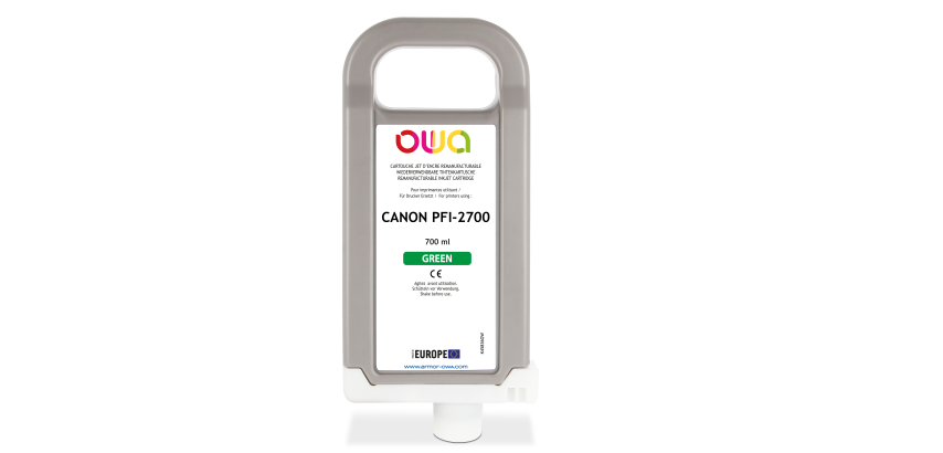 Wiederaufbereitbare OWA-Patrone für Tintenstrahldrucker - Standard - Grün - für CANON PFI-2700 G