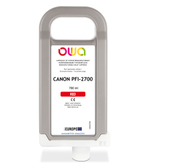 Cartouche d'encre traceur remanufacturable OWA - standard - Rouge - pour CANON PFI-2700 R