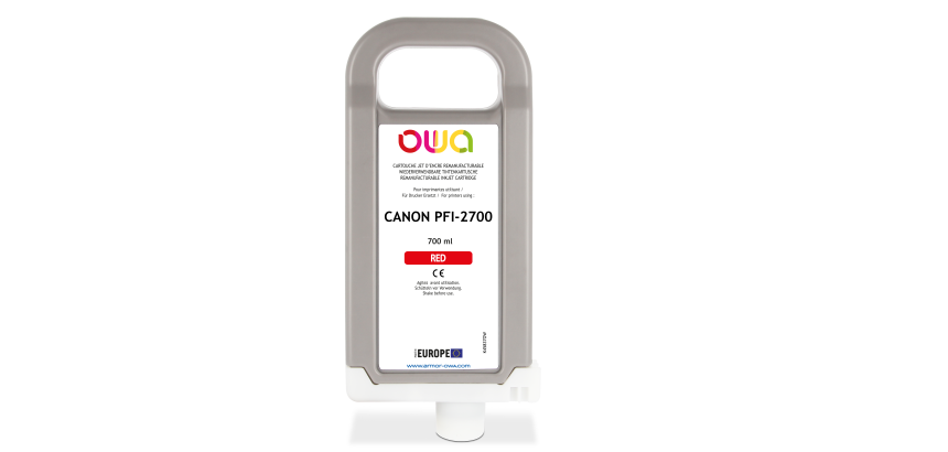 Cartouche d'encre traceur remanufacturable OWA - standard - Rouge - pour CANON PFI-2700 R