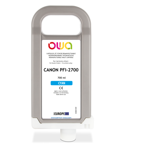 Cartouche d'encre traceur remanufacturable OWA - standard - Cyan - pour CANON PFI-2700 C