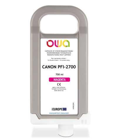 Cartouche d'encre traceur remanufacturable OWA - standard - Magenta - pour CANON PFI-2700 M