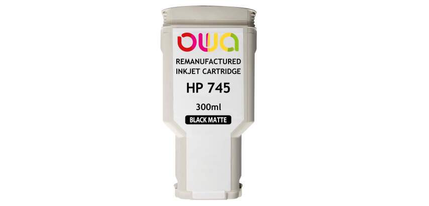 Cartouche d'encre traceur remanufacturée OWA - standard - Noir Mat - pour HP 745