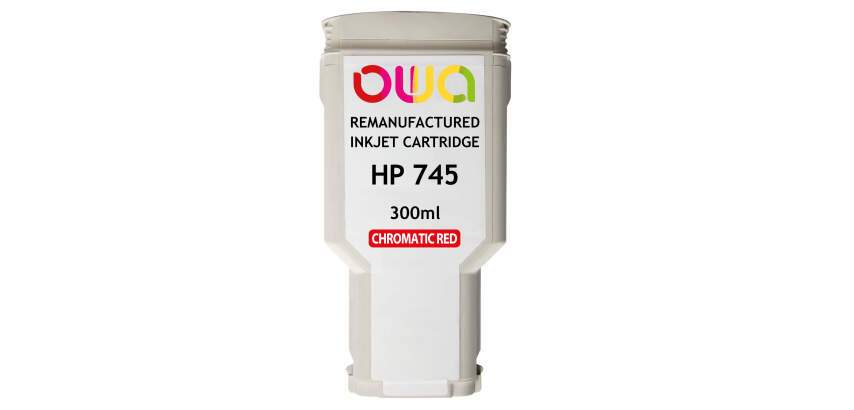 Cartucho de tinta remanufacturado para plotter OWA - estándar - Rojo cromático - para HP 745