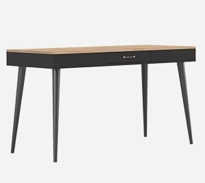 Bureau voor het thuiskantoor in zwart en eiken met Scandinavische poten