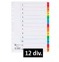 set tabbladen met 12 verdelingen