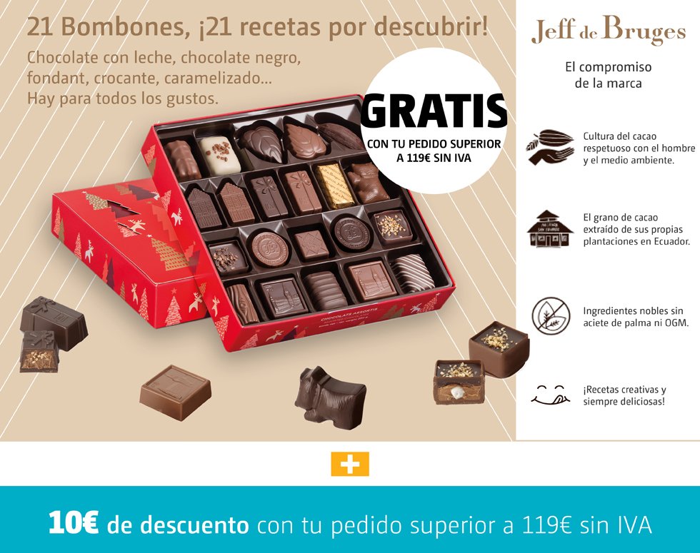 CAJA DE 21 BOMBONES JEFF DE BRUGES