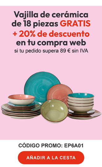 Vajilla de cerámica y 20% de descuento