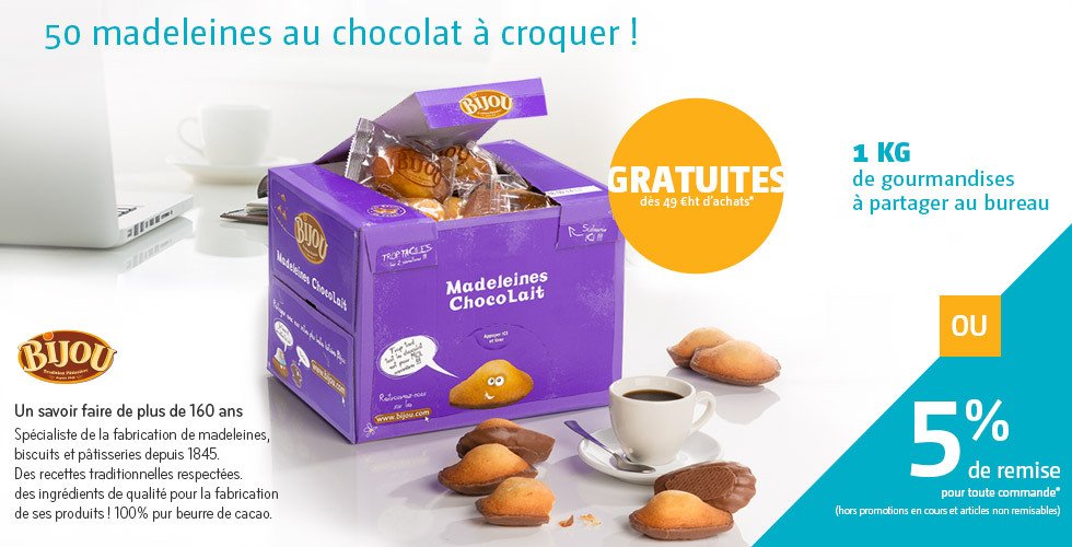 50 madelaines au chocolat Bijou