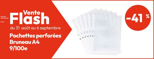 Vente flash du 31 aout au 6 septembre Pochettes perforées Bruneau A4 9/100e -41% Vite, j'en profite !