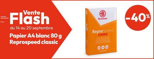 Vente flash du 14 au 20 septembre Papier A4 blanc 80 g Reprospeed classic -40% Vite j'en profite