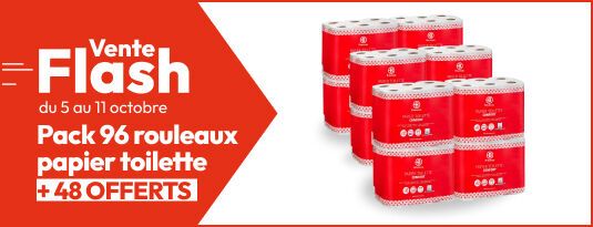 Vente flash du 05 au 11 octobre Pack 96 rouleaux papier toilette 200 feuilles + 48 OFFERTS J'en profite
