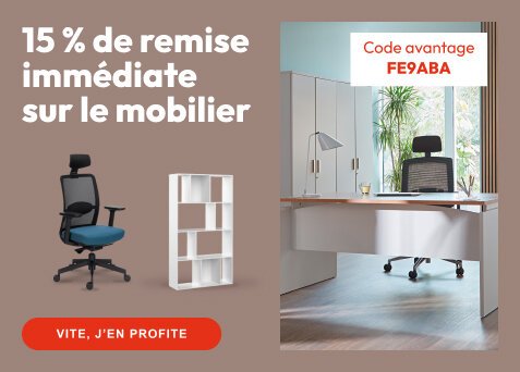 Grande opération mobilier !  15% de remise sur vos achats de mobilier avec le code FE9ABA ! Vite, j'en profite