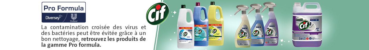 Pro Formula La contamination croisée des virus et des bactéries peut être évité grâce à un bon nettoyage, retrouvez les produits de la gamme Pro Formula CIF
