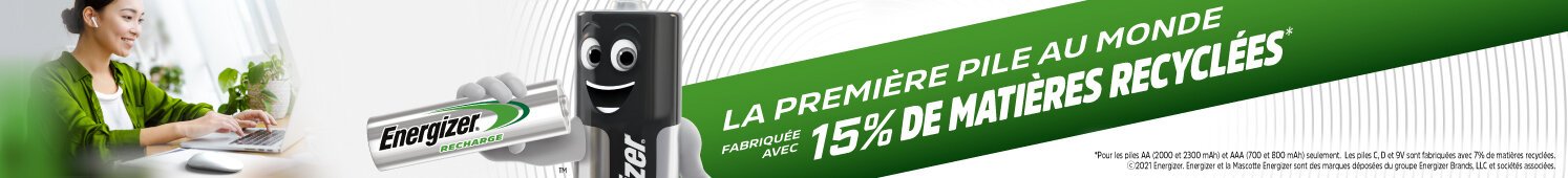 Energizer La première pile au monde fabriquée avec 15% de matières recyclées