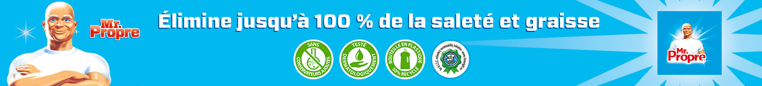 Mr. Propre Elimine jusqu'à 100% de la saleté et graisse
