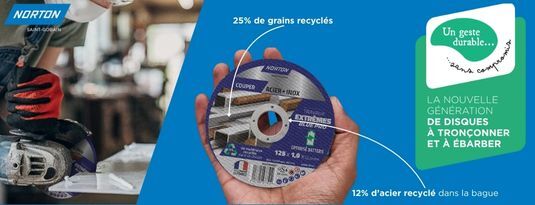 NORTON saint Gobain 25% de grains recyclés 12% d'acier recyclé dans la bague