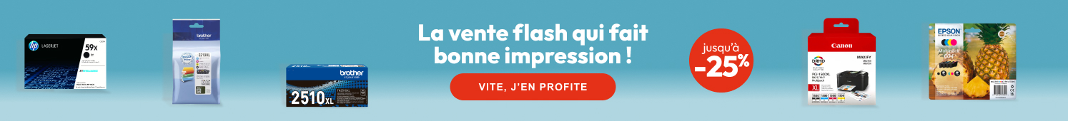 Cartouches et toners La vente flash qui fait bonne impression  Jusqu'à -25% J'en profite
