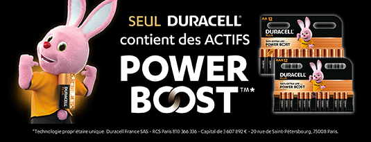 SEUL Duracell contient des Actifs POWER BOOST
