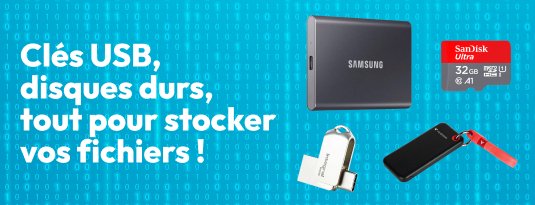 Verbatim Integral SanDisk WD SAMSUNG  Clés USB, disques durs, tout pour stocker vos fichiers ! Voir la sélection !