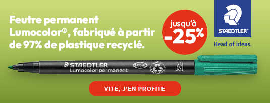 Feutre Staedtler permanent Lumocolor, fabriqué à partir de 97% de plastique recyclé Jusqu'à -25% Vite j'en profite