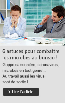 6 astuces pour combattre les microbes au bureau ! Grippe saisonnière, coronavirus, microbes en tout genre... Au travail aussi les virus sont de sortie ! Lire l'article