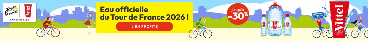 Vittel : eau officielle du Tour de France 2026 Jusqu'à -30% J'en profite