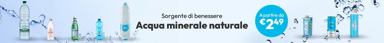 Acqua minerale naturale a partire da €2,49 per conf.