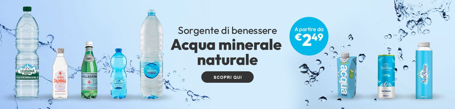 Acqua minerale naturale a partire da €2,49 per conf.