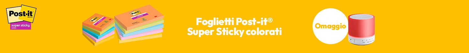 Post-it Super Sticky colorati in omaggio uno speaker ricaricabile multicolor