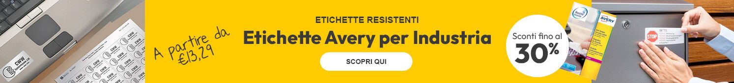 Avery etichette industria con sconti fino al 30%