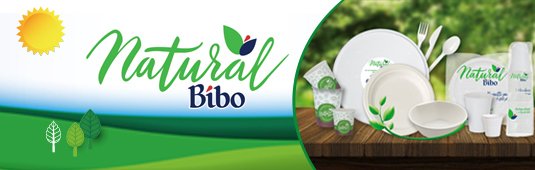 Natural Bibo stoviglie in bioplastica, pura cellulosa e cartoncino bio certificate