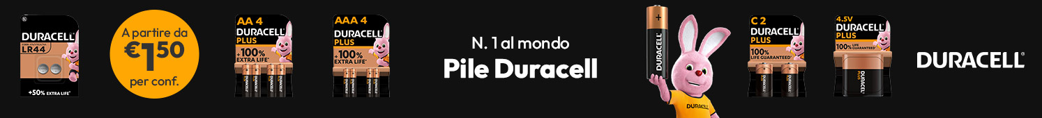 Pile Duracell N. al mondo a partire da € 1,50 per conf.