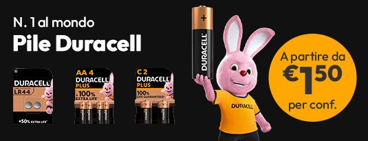 Pile Duracell N. al mondo a partire da € 1,50 per conf.